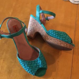 Miz Mooz Turquoise peep toe sandals